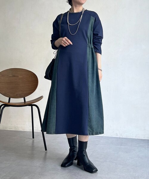 un dix cors（アンディコール）の「デニム切替ワンピース（ワンピース・レディース・ネイビー/グレー/ブラック・FREE）」の3枚目の写真