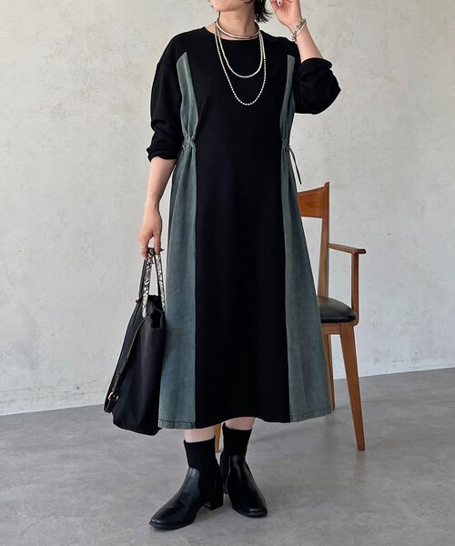 un dix cors（アンディコール）の「デニム切替ワンピース（ワンピース・レディース・ネイビー/グレー/ブラック・FREE）」の2枚目の写真