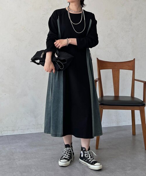 un dix cors（アンディコール）の「デニム切替ワンピース（ワンピース・レディース・ネイビー/グレー/ブラック・FREE）」の20枚目の写真