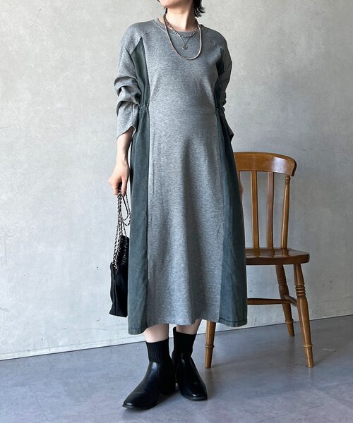 un dix cors（アンディコール）の「デニム切替ワンピース（ワンピース・レディース・ネイビー/グレー/ブラック・FREE）」の7枚目の写真