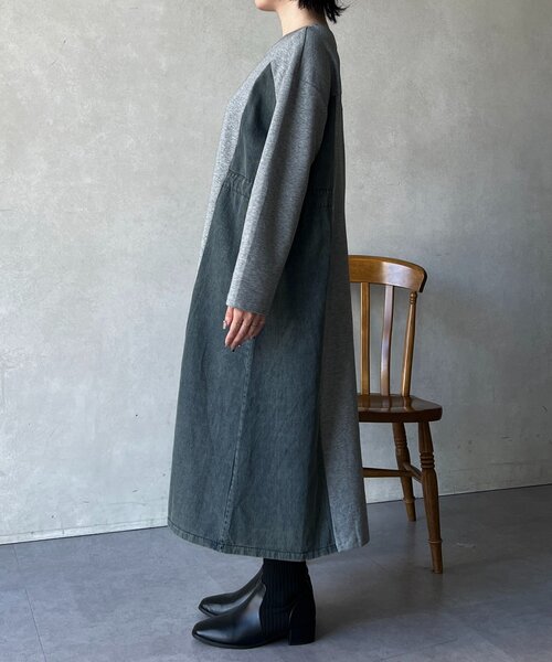 un dix cors（アンディコール）の「デニム切替ワンピース（ワンピース・レディース・ネイビー/グレー/ブラック・FREE）」の10枚目の写真
