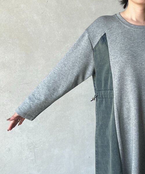un dix cors（アンディコール）の「デニム切替ワンピース（ワンピース・レディース・ネイビー/グレー/ブラック・FREE）」の4枚目の写真