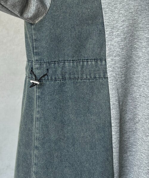 un dix cors（アンディコール）の「デニム切替ワンピース（ワンピース・レディース・ネイビー/グレー/ブラック・FREE）」の5枚目の写真