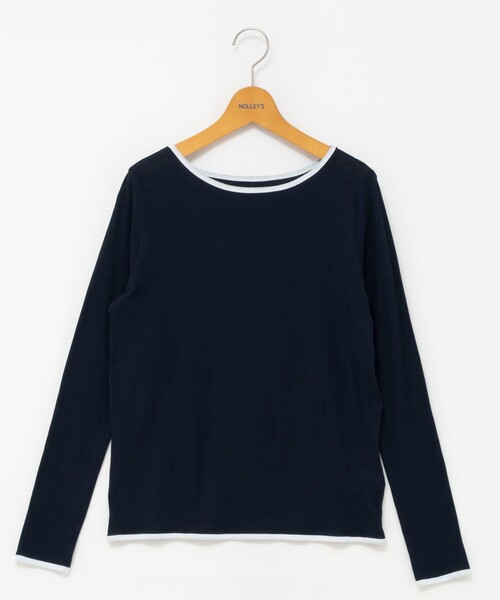 NOLLEY’S(ノーリーズ)の「ウォッシャブルシアー配色ロンT(Tシャツ/カットソー・レディース・サックスブルー/ホワイト/ネイビー・38)」の5枚目の写真