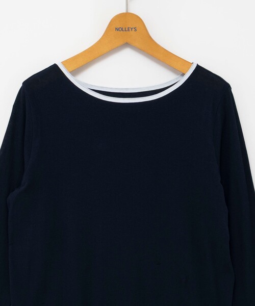 NOLLEY’S(ノーリーズ)の「ウォッシャブルシアー配色ロンT(Tシャツ/カットソー・レディース・サックスブルー/ホワイト/ネイビー・38)」の6枚目の写真