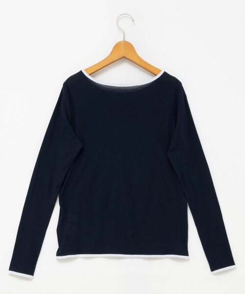 NOLLEY’S(ノーリーズ)の「ウォッシャブルシアー配色ロンT(Tシャツ/カットソー・レディース・サックスブルー/ホワイト/ネイビー・38)」の9枚目の写真