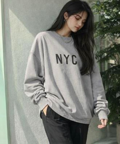 Dalfwin(ダールフィン)の「韓国ファッション MAVERICKプリント長袖Tシャツ(Tシャツ/カットソー・レディース・グリーン/ライトグレー/イエロー/チャコールグレー・FREE)」の6枚目の写真