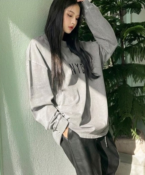Dalfwin(ダールフィン)の「韓国ファッション MAVERICKプリント長袖Tシャツ(Tシャツ/カットソー・レディース・グリーン/ライトグレー/イエロー/チャコールグレー・FREE)」の9枚目の写真