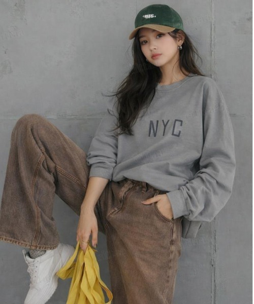 Dalfwin(ダールフィン)の「韓国ファッション MAVERICKプリント長袖Tシャツ(Tシャツ/カットソー・レディース・グリーン/ライトグレー/イエロー/チャコールグレー・FREE)」の10枚目の写真