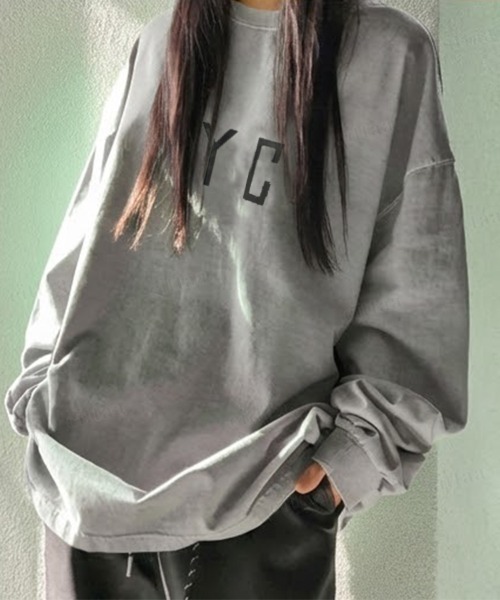 Dalfwin(ダールフィン)の「韓国ファッション MAVERICKプリント長袖Tシャツ(Tシャツ/カットソー・レディース・グリーン/ライトグレー/イエロー/チャコールグレー・FREE)」の12枚目の写真
