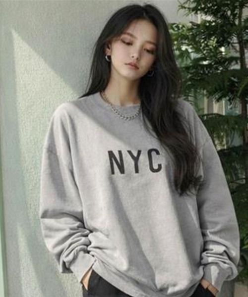 Dalfwin(ダールフィン)の「韓国ファッション MAVERICKプリント長袖Tシャツ(Tシャツ/カットソー・レディース・グリーン/ライトグレー/イエロー/チャコールグレー・FREE)」の7枚目の写真