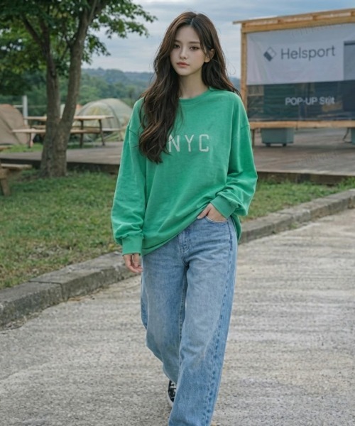 Dalfwin(ダールフィン)の「韓国ファッション MAVERICKプリント長袖Tシャツ(Tシャツ/カットソー・レディース・グリーン/ライトグレー/イエロー/チャコールグレー・FREE)」の17枚目の写真
