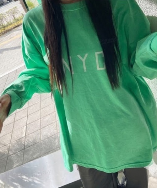 Dalfwin(ダールフィン)の「韓国ファッション MAVERICKプリント長袖Tシャツ(Tシャツ/カットソー・レディース・グリーン/ライトグレー/イエロー/チャコールグレー・FREE)」の21枚目の写真