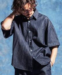 mhs2528-7ozデニム袖ロールアップシャツ(JIH-R1170)