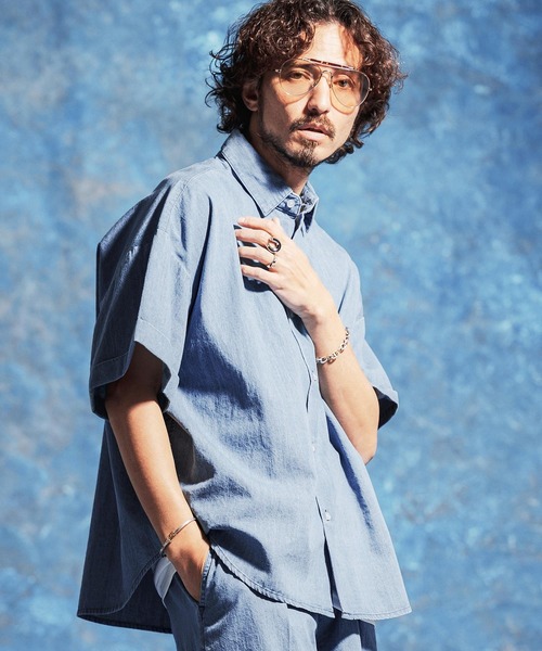 mhs2528-7ozデニム袖ロールアップシャツ(JIH-R1170)（シャツ/ブラウス