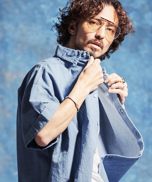 Jih Nunc（ジーヌンク）の「mhs2528-7ozデニム袖ロールアップシャツ(JIH-R1170)（シャツ/ブラウス・メンズ・インディゴブルー/ブルーグリーン/ブルー・S/M/L）」の16枚目の写真