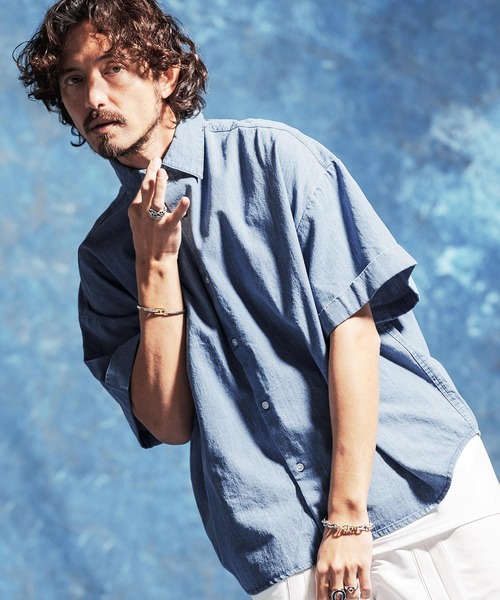 Jih Nunc（ジーヌンク）の「mhs2528-7ozデニム袖ロールアップシャツ(JIH-R1170)（シャツ/ブラウス・メンズ・インディゴブルー/ブルーグリーン/ブルー・S/M/L）」の17枚目の写真