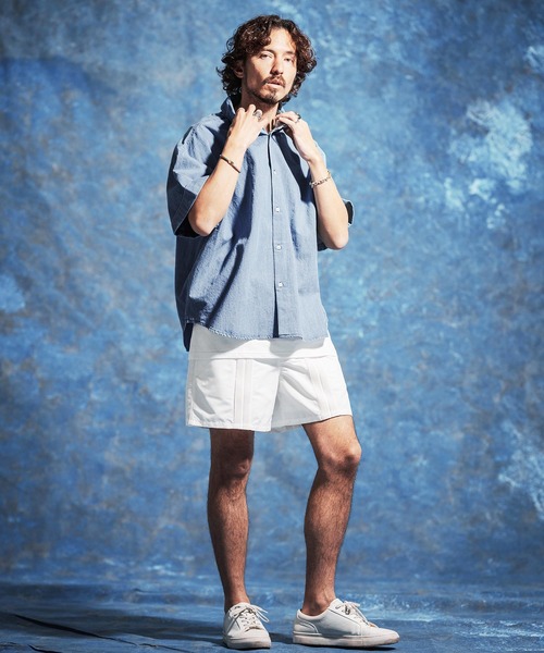 Jih Nunc（ジーヌンク）の「mhs2528-7ozデニム袖ロールアップシャツ(JIH-R1170)（シャツ/ブラウス・メンズ・インディゴブルー/ブルーグリーン/ブルー・S/M/L）」の20枚目の写真