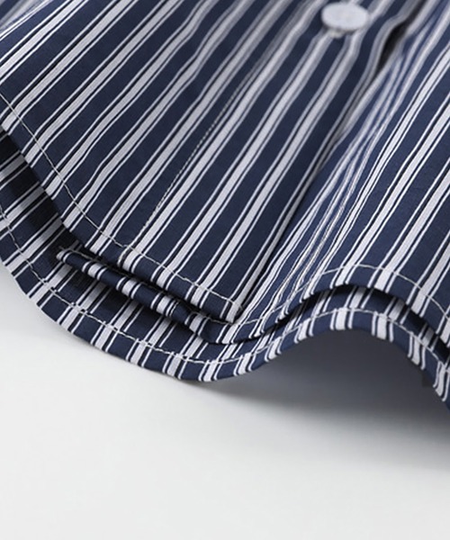 ONEP STAR(ワンピスター)の「ストライプ柄配色シャツ(シャツ/ブラウス・レディース・ネイビー・X-LARGE/LARGE/MEDIUM)」の5枚目の写真