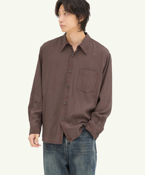 INTEMPOMOOD(インテンポムード)の「ダウンピグメントウォッシングシャツ_ワイン(シャツ/ブラウス・メンズ・ワイン・MEDIUM/LARGE/X-LARGE)」の1枚目の写真