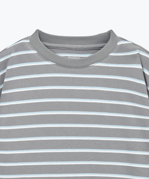 MUSINSA STANDARD KIDS（ムシンサスタンダードキッズ）の「マルチストライプクルーネックTシャツ3 [グレー]（Tシャツ/カットソー・レディース・その他・110/120/130/140/150/160）」の5枚目の写真