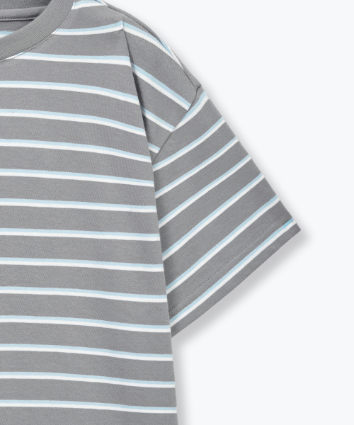 MUSINSA STANDARD KIDS（ムシンサスタンダードキッズ）の「マルチストライプクルーネックTシャツ3 [グレー]（Tシャツ/カットソー・レディース・その他・110/120/130/140/150/160）」の6枚目の写真