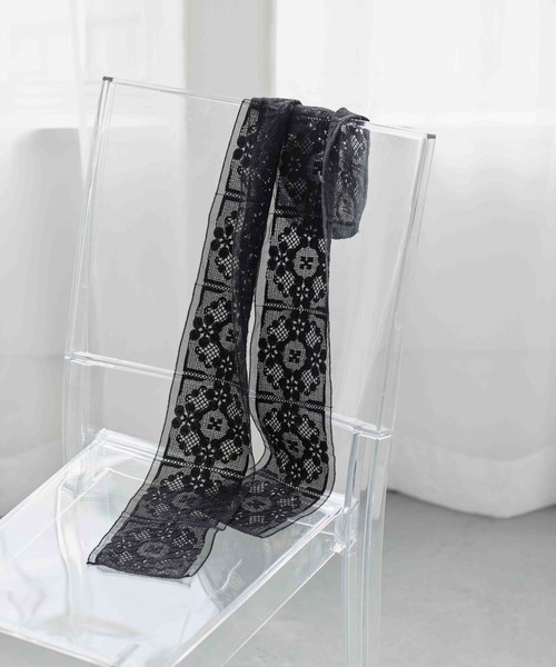 studio CLIP（スタディオクリップ）の「レースマルチスカーフ（ストール/ショール・レディース・ブラック/ナチュラル・FREE）」の2枚目の写真