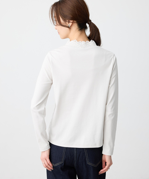 A/C DESIGN BY ALPHA CUBIC(エーシーデザインバイアルファキュービック)の「フロントレースハイネックカットソー(Tシャツ/カットソー・レディース・ライトグレー/オフホワイト・M/L)」の5枚目の写真