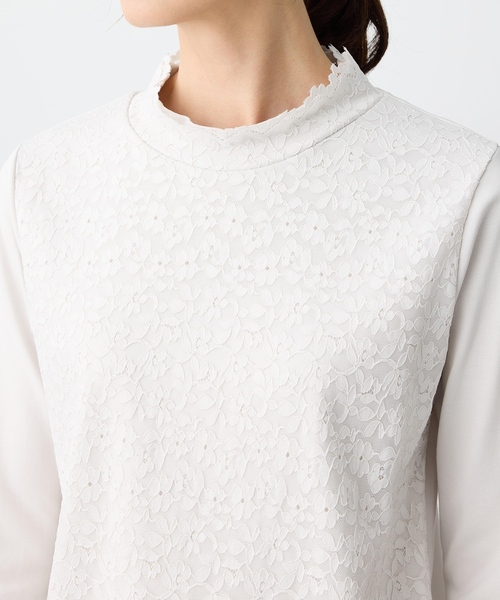 A/C DESIGN BY ALPHA CUBIC(エーシーデザインバイアルファキュービック)の「フロントレースハイネックカットソー(Tシャツ/カットソー・レディース・ライトグレー/オフホワイト・M/L)」の11枚目の写真