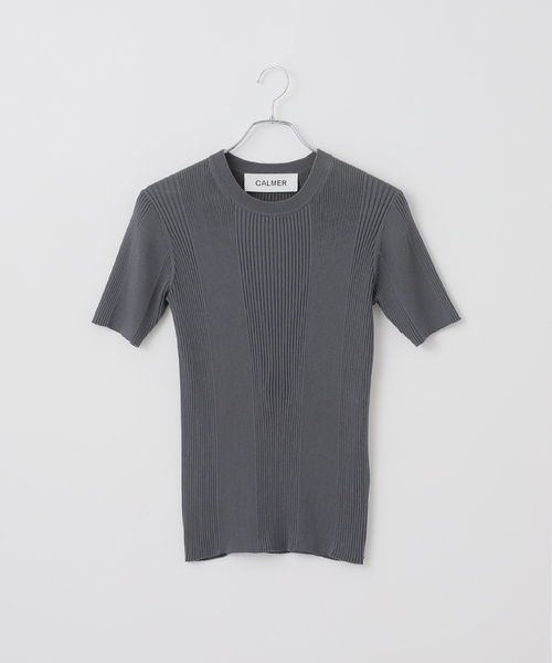 Spick & Span(スピックアンドスパン)の「《追加》ランダムリブ クルー3(ニット/セーター・レディース・チャコールグレー/ホワイト・FREE)」の1枚目の写真