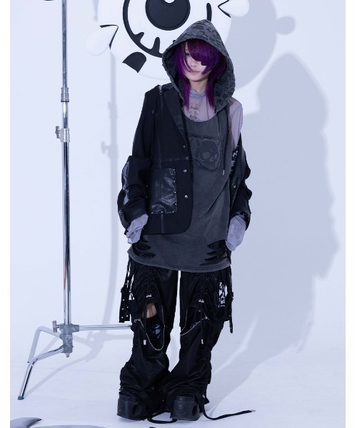Gamchu(ガムチュ)の「『Gamchu/ガムチュ』Mekuroa(メクロア)2WAYコーティングスカルワイドパンツ(その他パンツ・レディース・ブラック×ホワイト/ブラック・FREE)」の20枚目の写真
