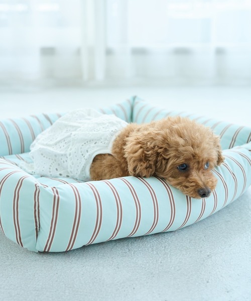 DOG】マルチストライプひんやりベッド（ペット用クッション/マット