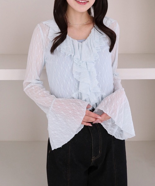 archives(アルシーヴ)の「カットレースラッフルフリルTOPS(シャツ/ブラウス・レディース・オフホワイト/ブルー/ブラック・MEDIUM)」の20枚目の写真
