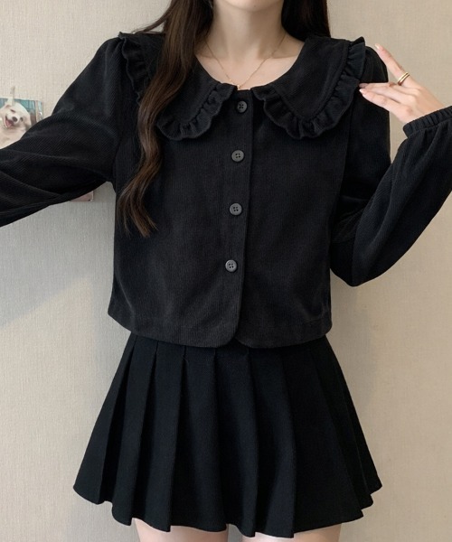 SallyLunn(サリーラン)の「フリルビッグカラーカーディガン(カーディガン/ボレロ・レディース・ブラック/カーキ/レッド/パープル・MEDIUM/LARGE)」の16枚目の写真