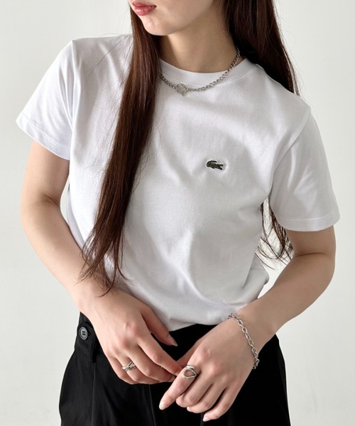 LACOSTE（ラコステ）の「LACOSTE(ラコステ)/ボーイズ クルーネック 半袖T ワンポイント ワニロゴパッチ/LCB CORE TEE（Tシャツ/カットソー・レディース・ホワイト/グリーン/ネイビー/ブラック/ライトブルー・S/M/L/XL）」の10枚目の写真
