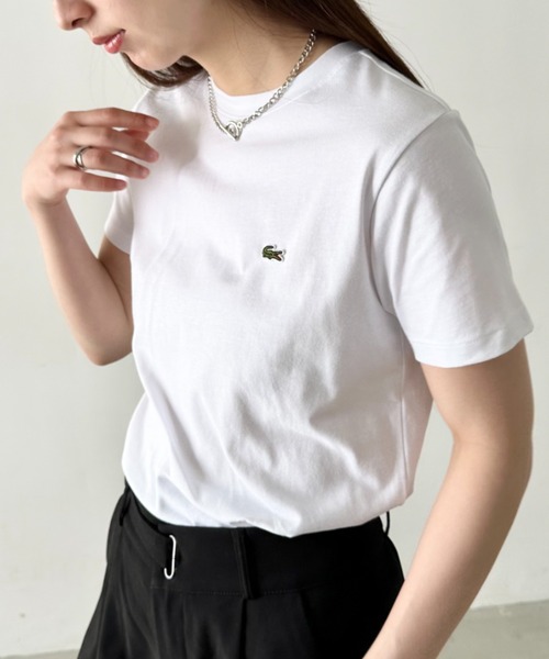 LACOSTE（ラコステ）の「LACOSTE(ラコステ)/ボーイズ クルーネック 半袖T ワンポイント ワニロゴパッチ/LCB CORE TEE（Tシャツ/カットソー・レディース・ホワイト/グリーン/ネイビー/ブラック/ライトブルー・S/M/L/XL）」の8枚目の写真