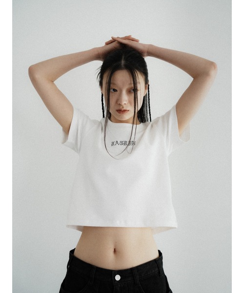 Katrin TOKYO(カトリーントーキョー)の「glint logo tee(Tシャツ/カットソー・レディース・ブラウン/ホワイト/パープル・unisex XL/XS)」の2枚目の写真