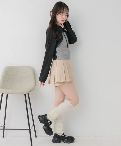 ems excite（エムズエキサイト）の「レイヤード風前リボンBL（シャツ/ブラウス・レディース・ベージュ/チャコールグレー/ブラック・FREE）」の13枚目の写真