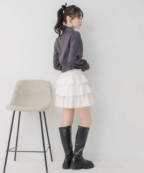 ems excite（エムズエキサイト）の「レイヤード風前リボンBL（シャツ/ブラウス・レディース・ベージュ/チャコールグレー/ブラック・FREE）」の21枚目の写真