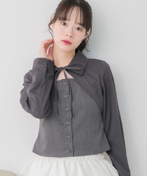 ems excite | レイヤード風前リボンBL(シャツ/ブラウス)