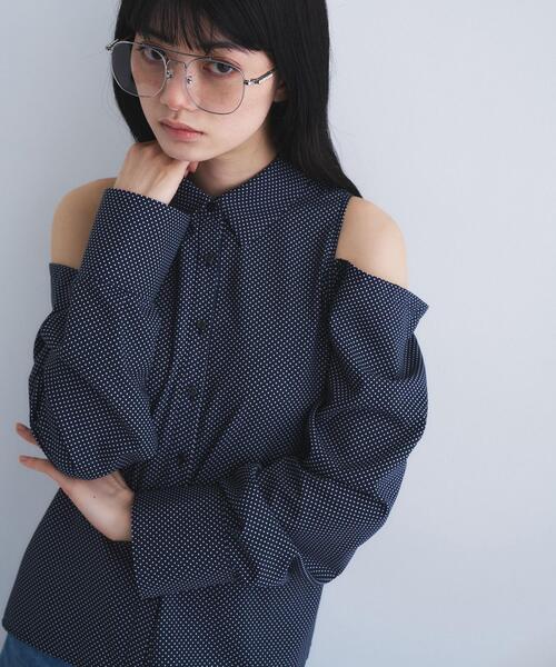 CODE A（コードエー）の「dots open shoulder shirts（シャツ/ブラウス・レディース・ネイビー系5/ブラック系5・00）」の3枚目の写真