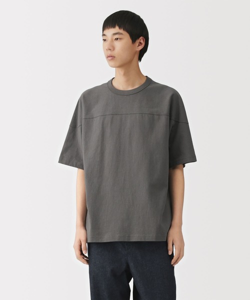 無印良品（ムジルシリョウヒン）の「紳士　洗いざらし太番手フットボール五分袖Ｔシャツ（Tシャツ/カットソー・メンズ・ブラック/ホワイト/ダークグレー・XL/L/S/M）」の3枚目の写真