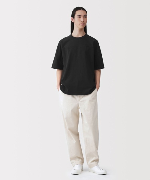 無印良品（ムジルシリョウヒン）の「紳士　洗いざらし太番手フットボール五分袖Ｔシャツ（Tシャツ/カットソー・メンズ・ブラック/ホワイト/ダークグレー・XL/L/S/M）」の8枚目の写真