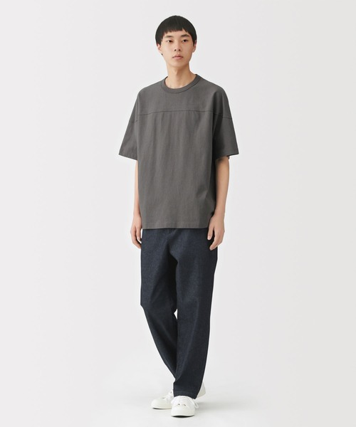 無印良品（ムジルシリョウヒン）の「紳士　洗いざらし太番手フットボール五分袖Ｔシャツ（Tシャツ/カットソー・メンズ・ブラック/ホワイト/ダークグレー・XL/L/S/M）」の11枚目の写真