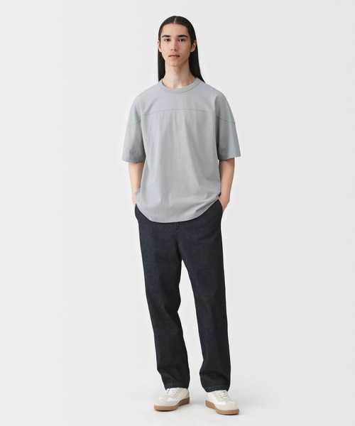 無印良品（ムジルシリョウヒン）の「紳士　洗いざらし太番手フットボール五分袖Ｔシャツ（Tシャツ/カットソー・メンズ・ブラック/ホワイト/ダークグレー・XL/L/S/M）」の14枚目の写真