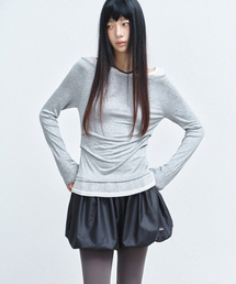 SHOULDER LAYERED TOP_GRAY