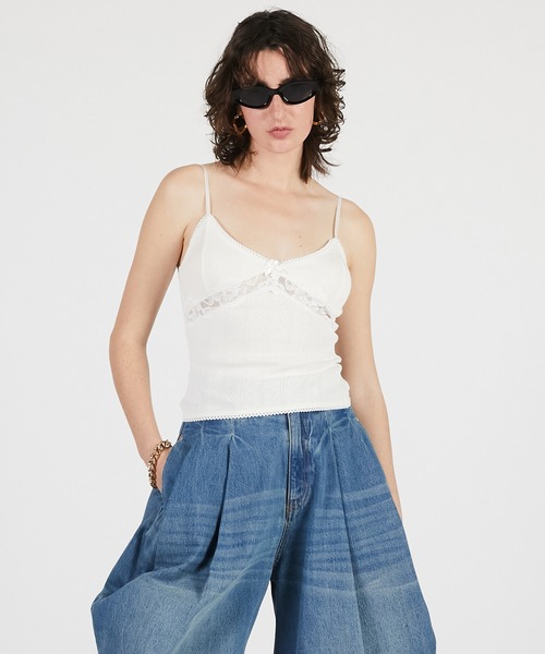 PRANK PROJECT(プランクプロジェクト)の「【2026Summer Pre-Order】アイレットレースカップインキャミ / Eyelet Lace Cup-In Cami(キャミソール・レディース・ホワイト/グレー/ブラック・FREE)」の22枚目の写真