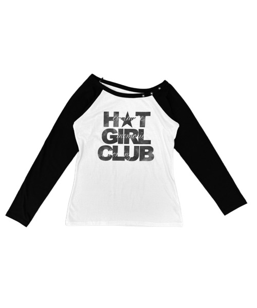 MATU:TA(マトゥータ)の「【困ったらコレ!】ショルダースタッズラグランTシャツ / ロンT 長袖 オフショルダー ミドル丈 配色 ロゴ レタリング スタッズ プリント 海外ファッション 海外ガール 星 スター Y2K カジュアル トレンド(Tシャツ/カットソー・レディース・ブラック/グレー/ホワイト・FREE)」の10枚目の写真