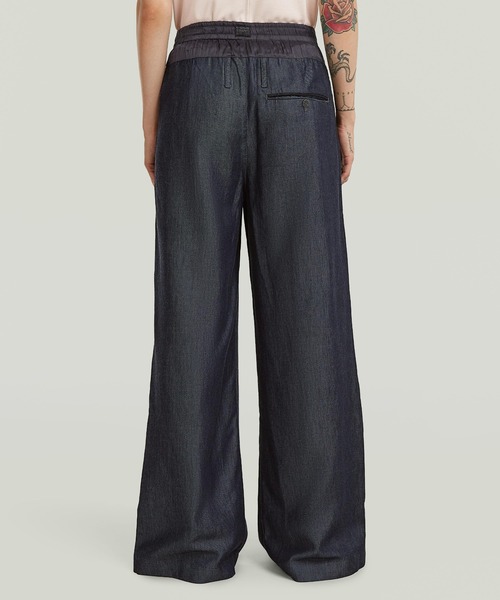 G-STAR（ジースター）の「Fluid Wide Leg Pants/異素材切り替えウエストデザインワイドストレートパンツ/ルーズスラックス（スラックス・レディース・ダークインディゴブルー・25inch/24inch/27inch/26inch）」の2枚目の写真