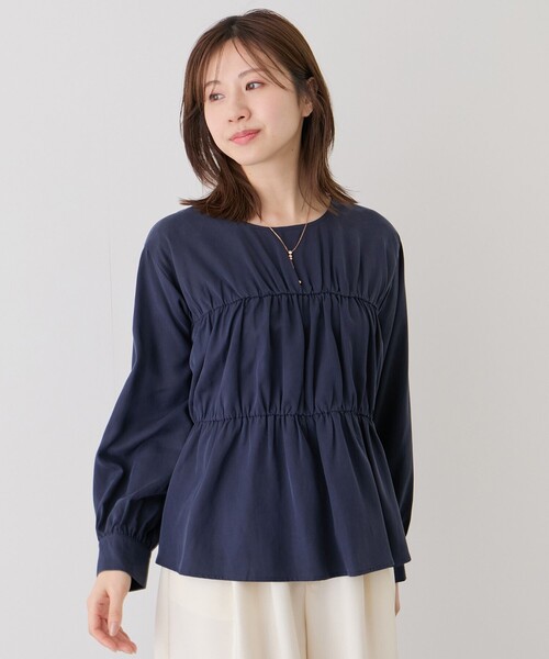 Jayro(ジャイロ)の「ツイルギャザーティアードブラウス(シャツ/ブラウス・レディース・ネイビー/ダークパープル・M)」の1枚目の写真